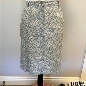 Petite Sophisticate Light Blue Floral Pencil Skirt